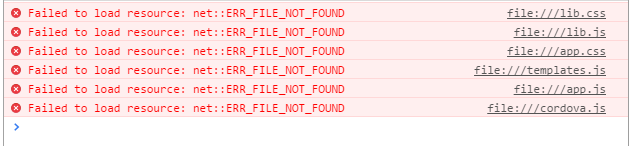 File not found error - Mobile chrome console.